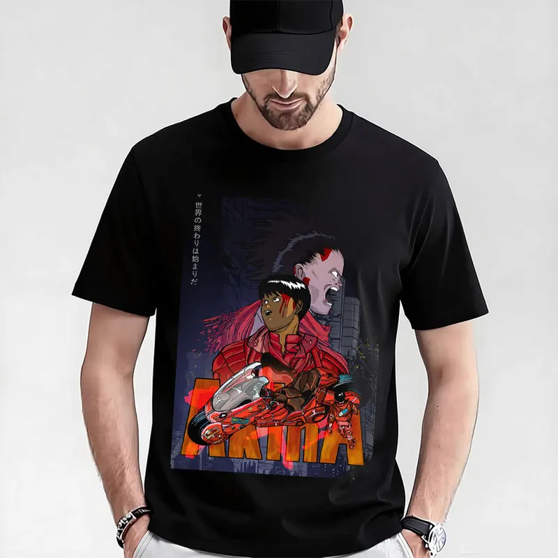 Akira Cyberpunk City Explosion Gift T‑Shirt Katsuhiro Otomo Retro Manga Shotaro Kaneda Neo‑Tokyo Anime Print Short Sleeve Tops