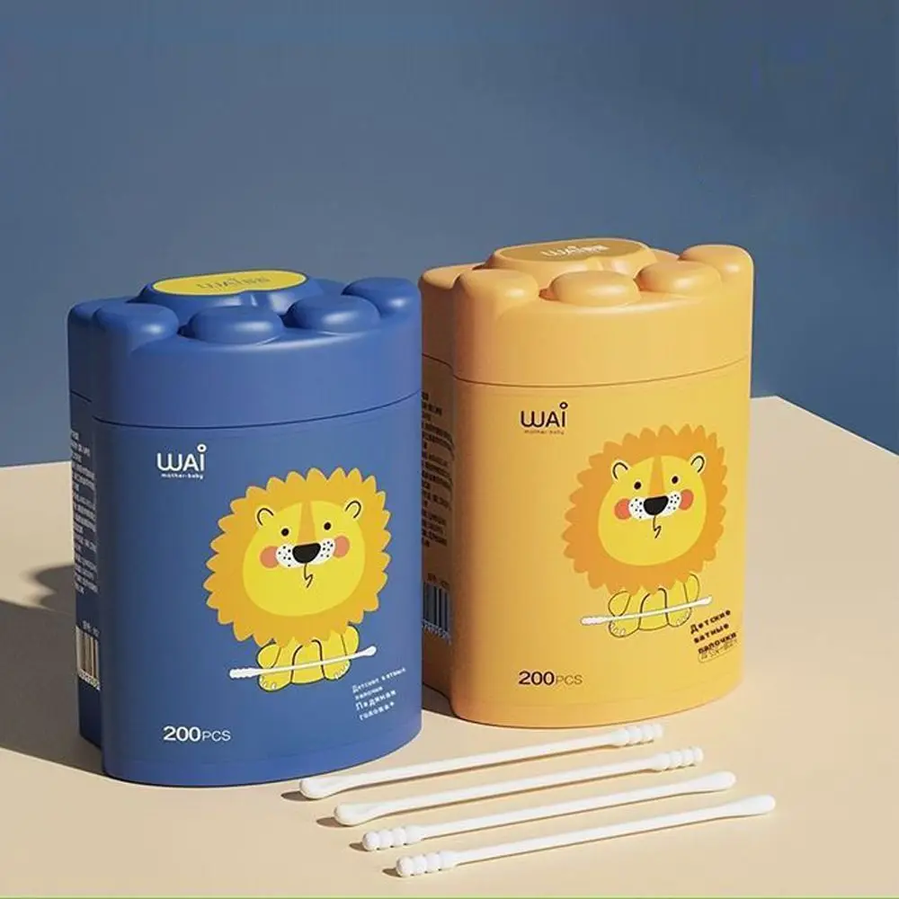 Convenient Double-headed Cotton Swabs Disposable with Packing Box Makeup Cotton Swabs Ear Cleaner Home Use