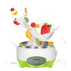 Máquina compacta para hacer yogur, recipiente de acero inoxidable para hacer yogur casero, herramientas de postre de 15W