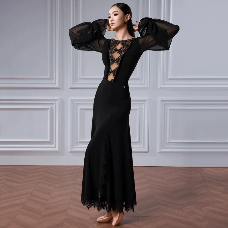 New Adults Ballrom Dance Performance Clothes Women Waltz Modren Dancing Suits Female Latin Dance Practice Clothes SL16698