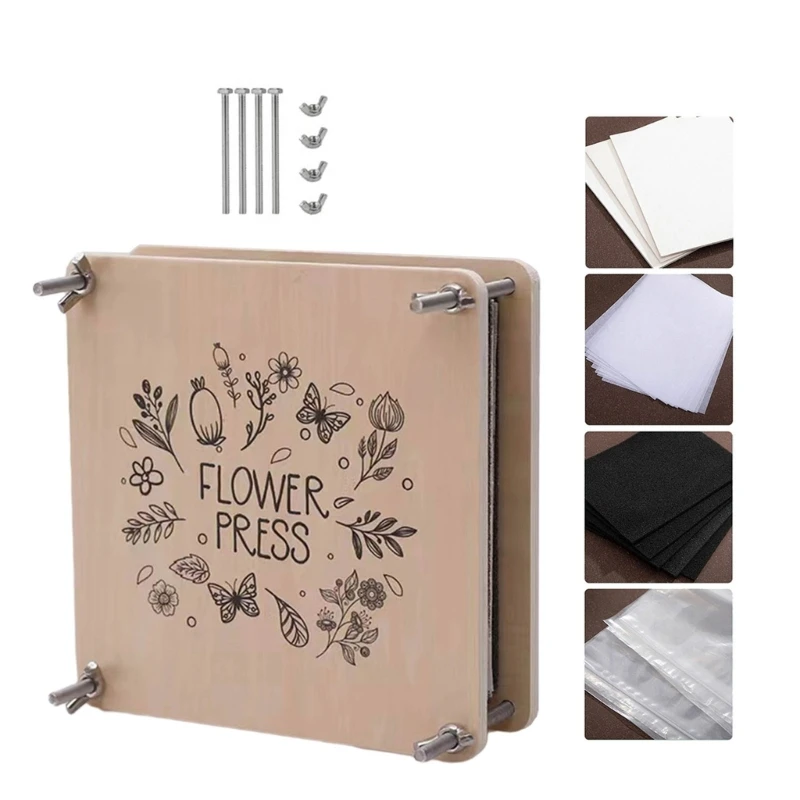 Wooden Flower Press for Adults Kids DIY Art Crafts, Small/Large Flower Press Kits Leaf & Plant Press, 18x18cm, 30x21cm