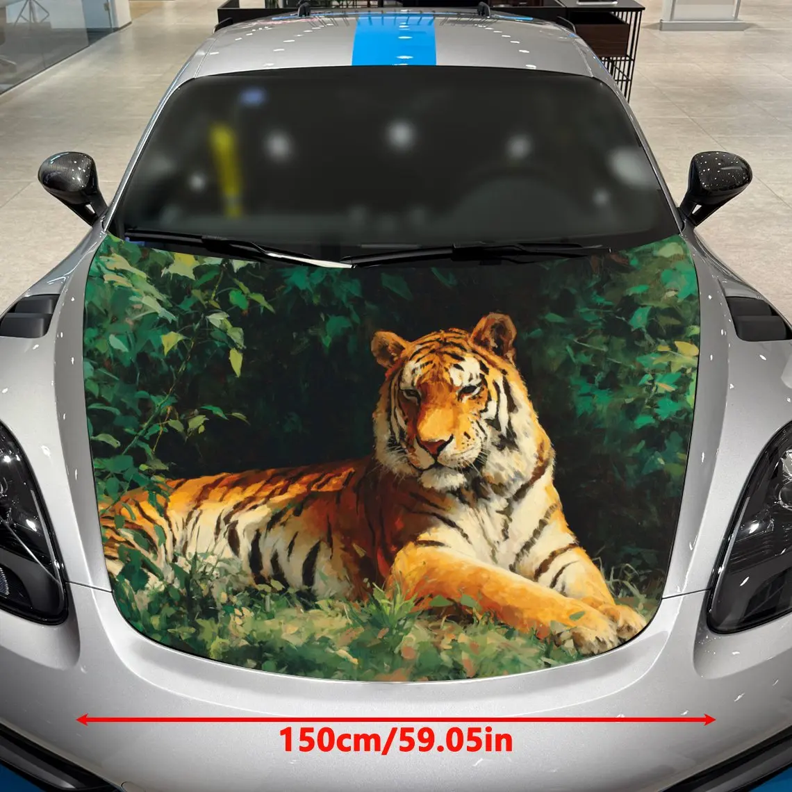 Car Decals A Tiger Lounging In Lush Tropical Jungle Car Hood Sticker, Waterproof Self - Adhesive Vinyl Graphics Decals, Decorati