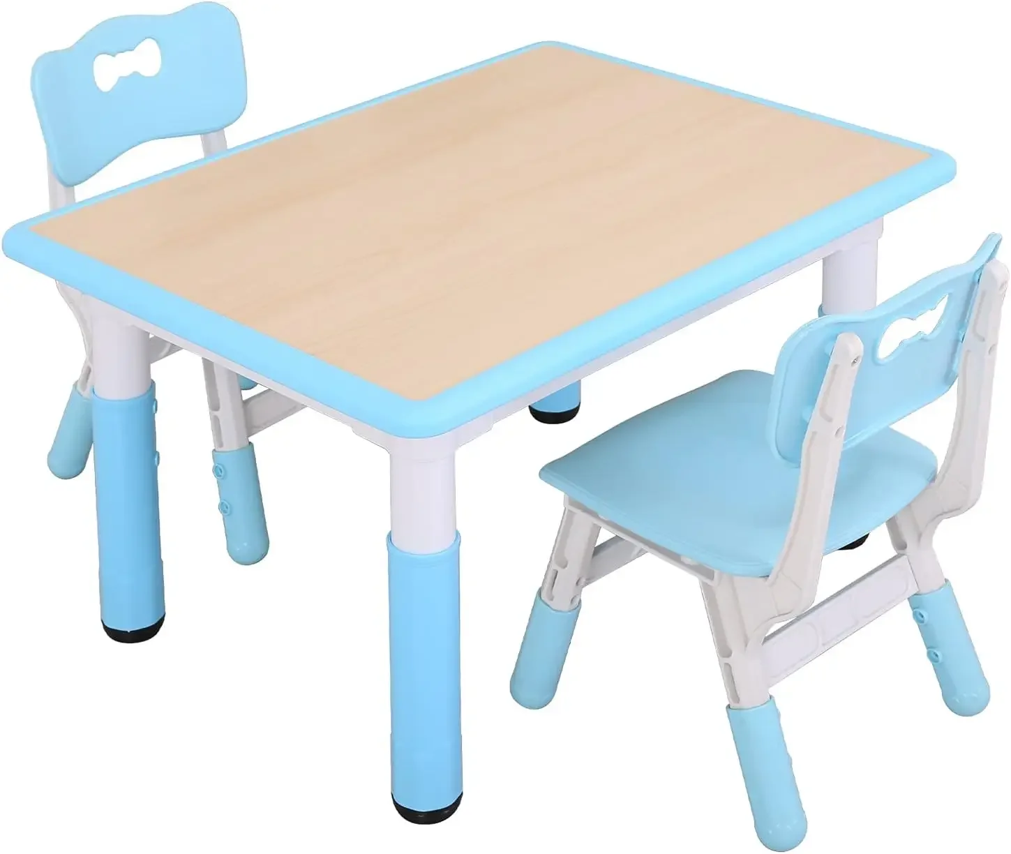 Kids Table and 2 Chairs Set, Height Adjustable Toddler Table and Chair Set, Easy to Wipe Arts & Crafts Table, Suitable fo