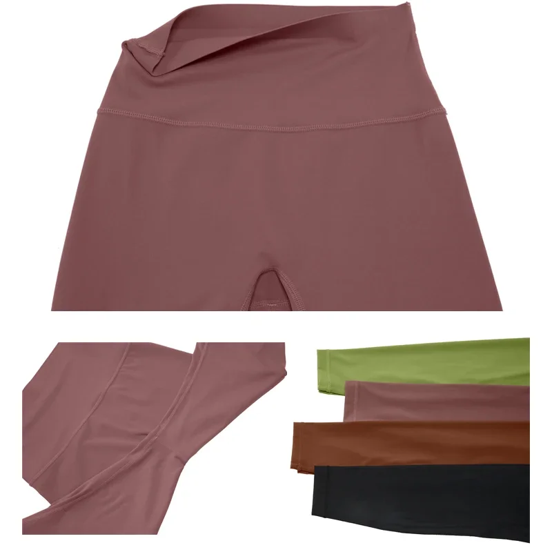 Pantalones de Yoga suaves de Color sólido para mujer, mallas deportivas antideslizantes de cintura alta para Fitness, mallas transpirables de secado rápido para entrenamiento, ropa de gimnasio
