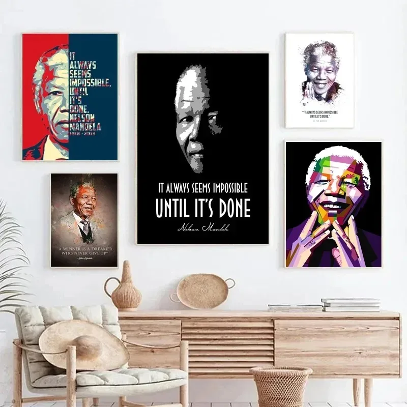 قماش اللوحة نيلسون مانديلا صورة زعيم عظيم المشارك يطبع جدار الفن مكتب دراسة بار غرفة المعيشة ديكور المنزل