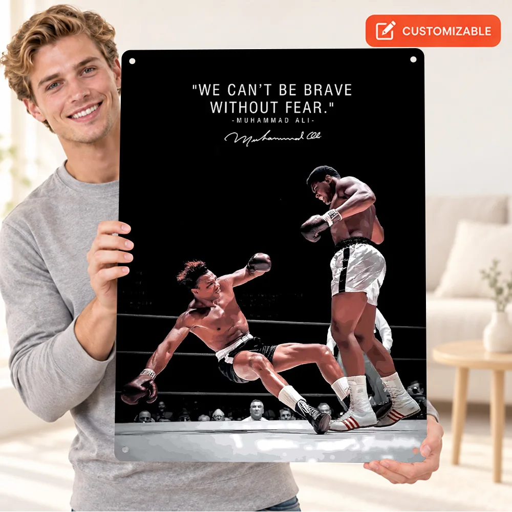 Muhammad Ali Boxing Quote Textured Metal Poster Customized Aluminum Sign Inspirational Typography Wall Art For Sports Lounge