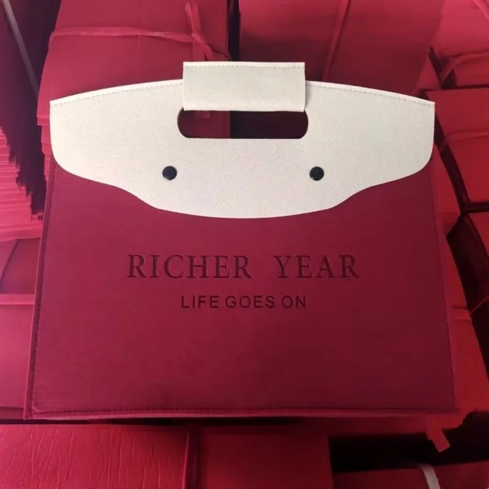 Blessing Large Capacity Felt Handbag Simple Portable Messenger Bag Universal Document Bag Grocery Shopping