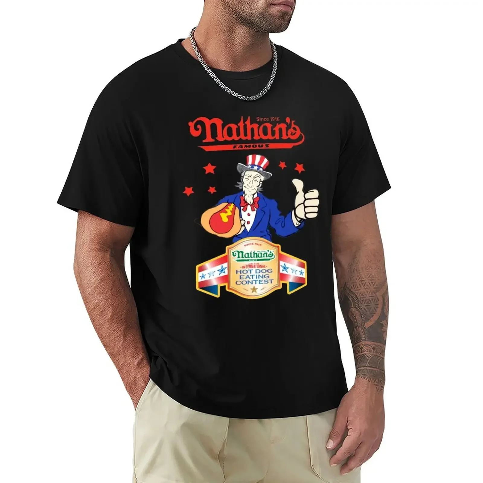 Joey Chestnut Nathans Hot Dog Eating Fourth Of July 2021 T-Shirt cute tops graphics plain t shirts men