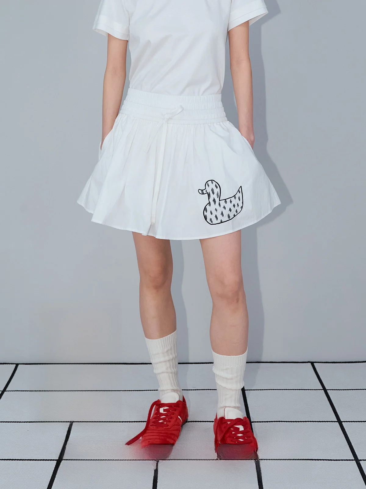 

Studiotill8 Белый и королевский синий fiti Юбка-зонтик с двойной талией и вышивкой, юбка длиной до пола