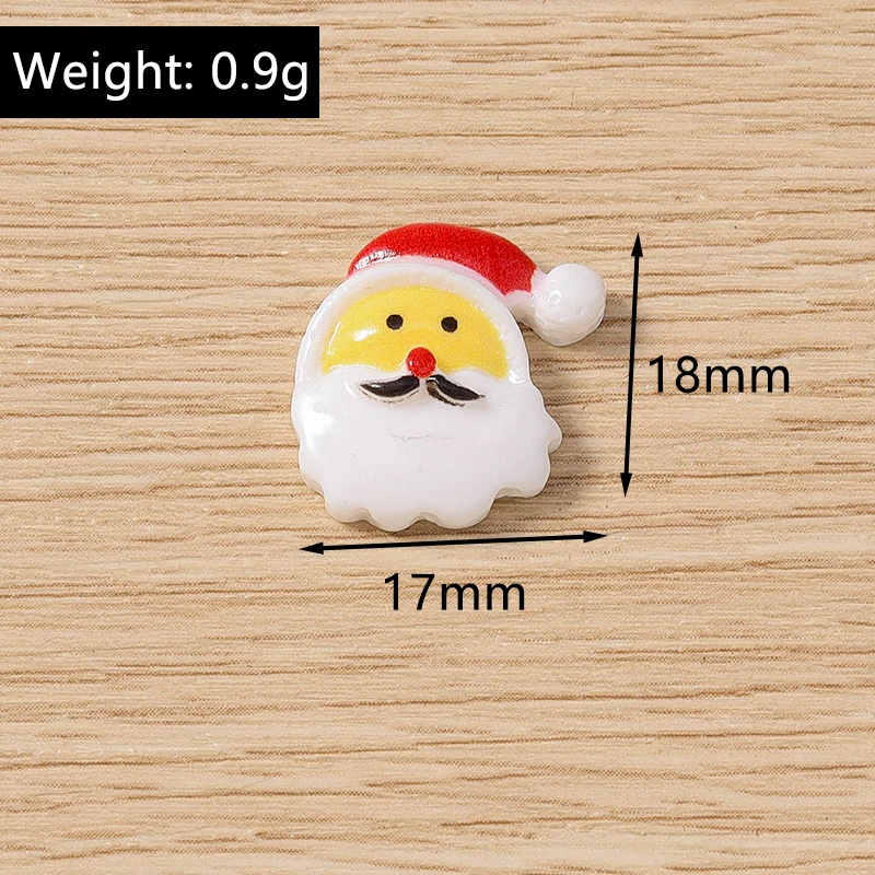 10 Stück 10x12mm Cartoon-Weihnachtsmann-Cabochons aus Kunstharz für die Schmuckherstellung, DIY-Haarschmuck und Bastelzubehör – Detail 8