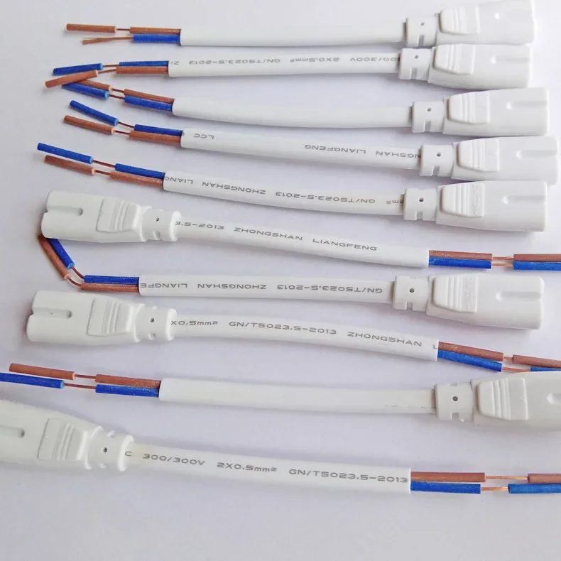 10pcs/lot 15CM T4/T5/T8 LED Tube Light Pure Copper Power Cord All-in-one Single-head Two Hole Connection Cord DIY Accessories