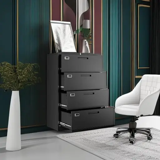 File Cabinets,4 Drawer Metal Lateral Filing Organization Storage Cabinets with Lock,Home Office for Hanging Files Letter