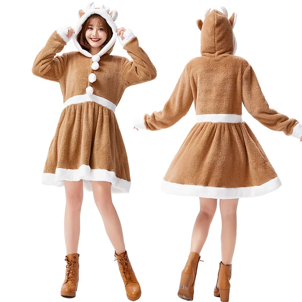 Kinder und Erwachsene Rentier Kostüm Tiere Elch Weihnachten Rentier Kapuzen kleid Elch Eltern-Kinder Kleidung Halloween Cosplay Kleid