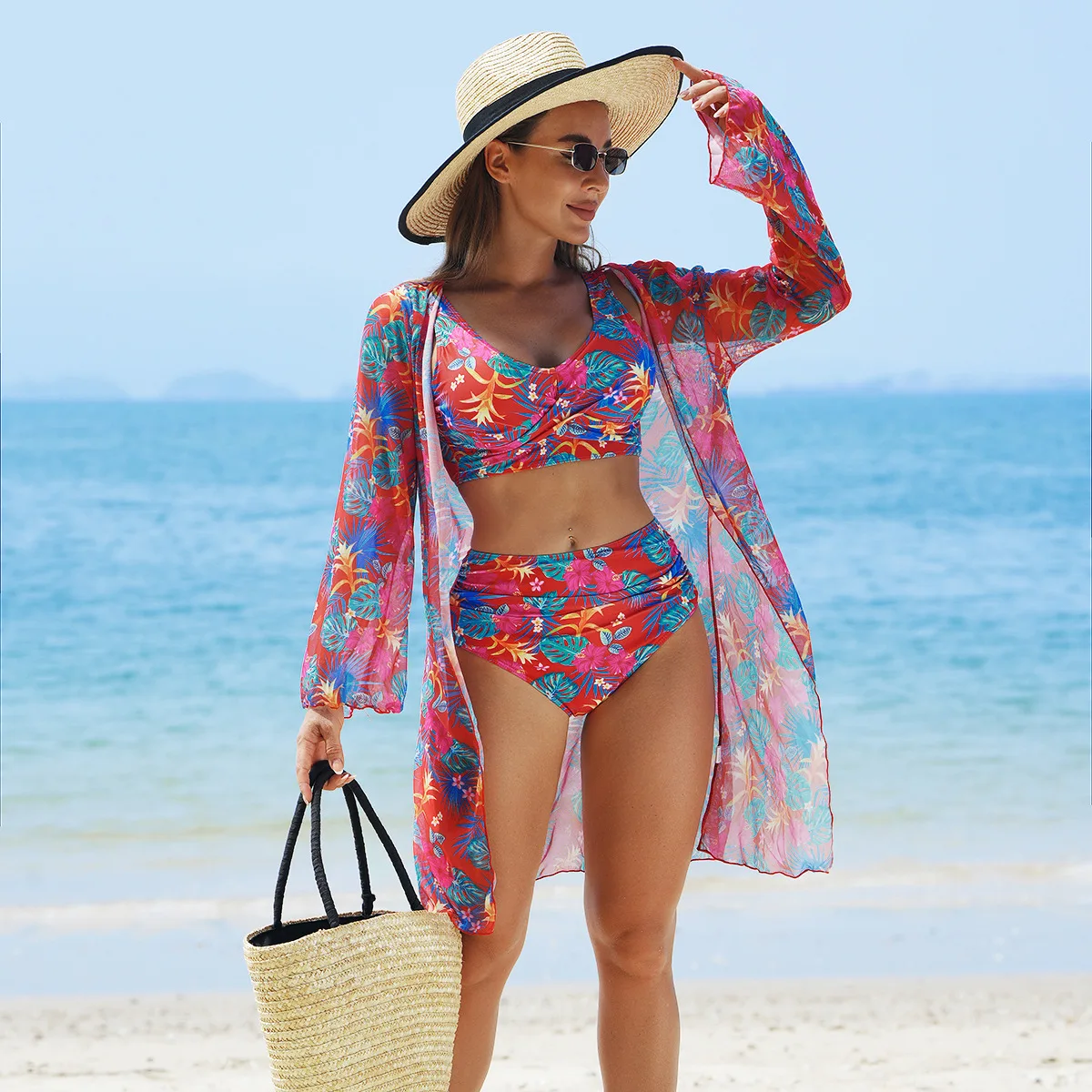 

2025 Print Sexy Bikinis Swimsuit Women Swimwear Push Up Female Beach Swim Wear Three-Piece Bathing Suits Bikini Set Pool Bather