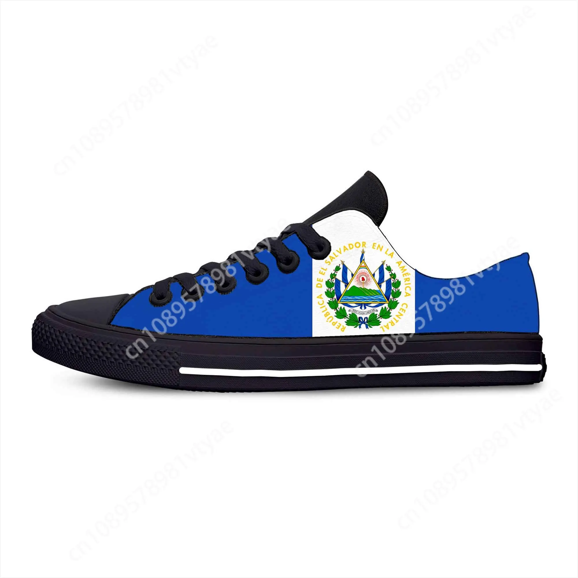 El Salvador Salvadoran Flag Patriotic Pride Funny Casual Cloth Shoes Low Top Lightweight Breathable 3D Print Men Women Sneakers