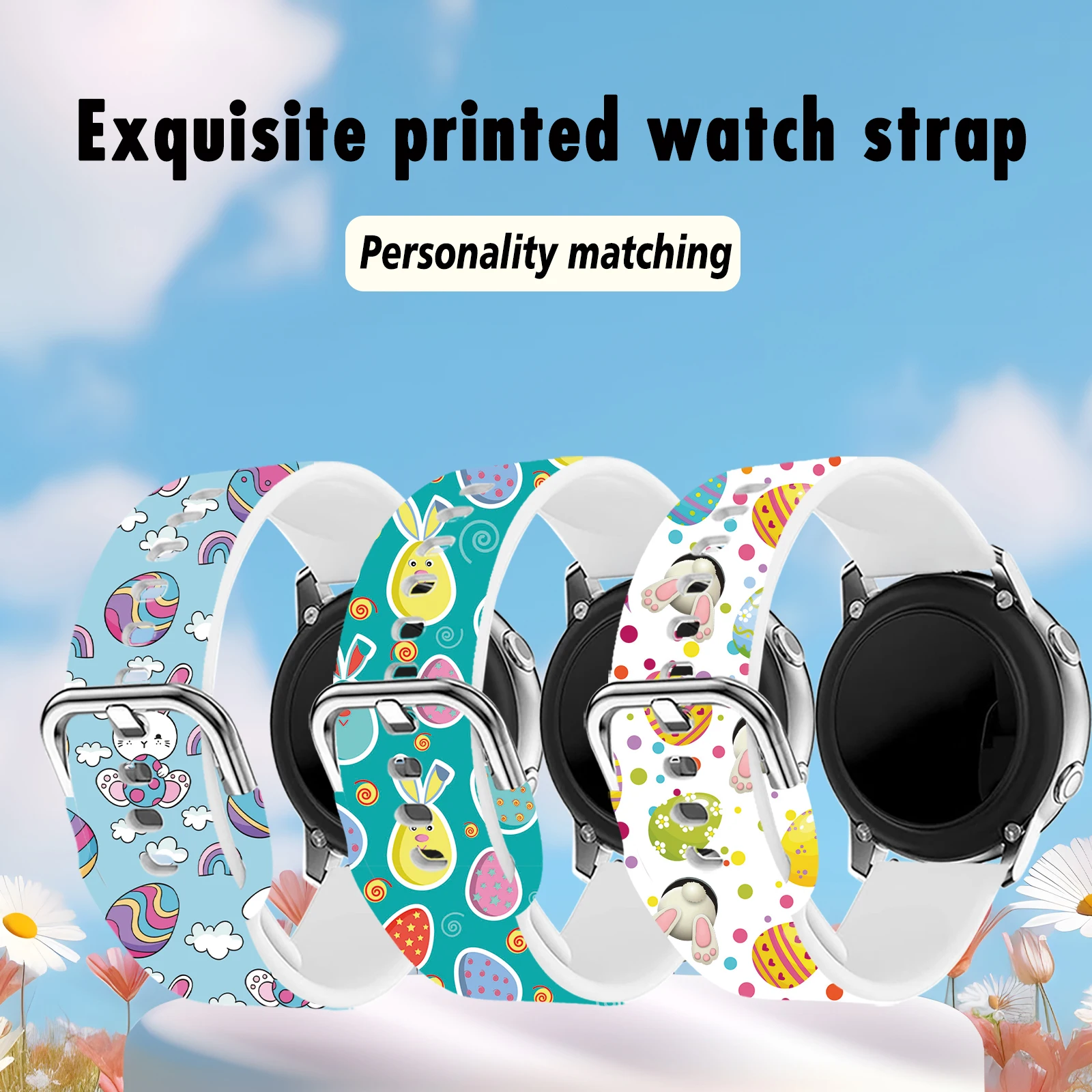 20mm Easter Series Strap 2 for Samsung Galaxy Watch 7/6/5 40mm 44mm Band Replaceable Bracelet for Amazfit Balance 5Pro Watchband