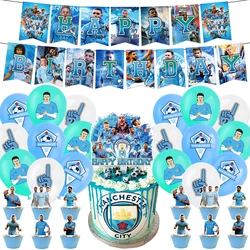 Hot Team Manchester Football Club birthday party decorations bannner balloons cake topper Erling Haaland for party supplies