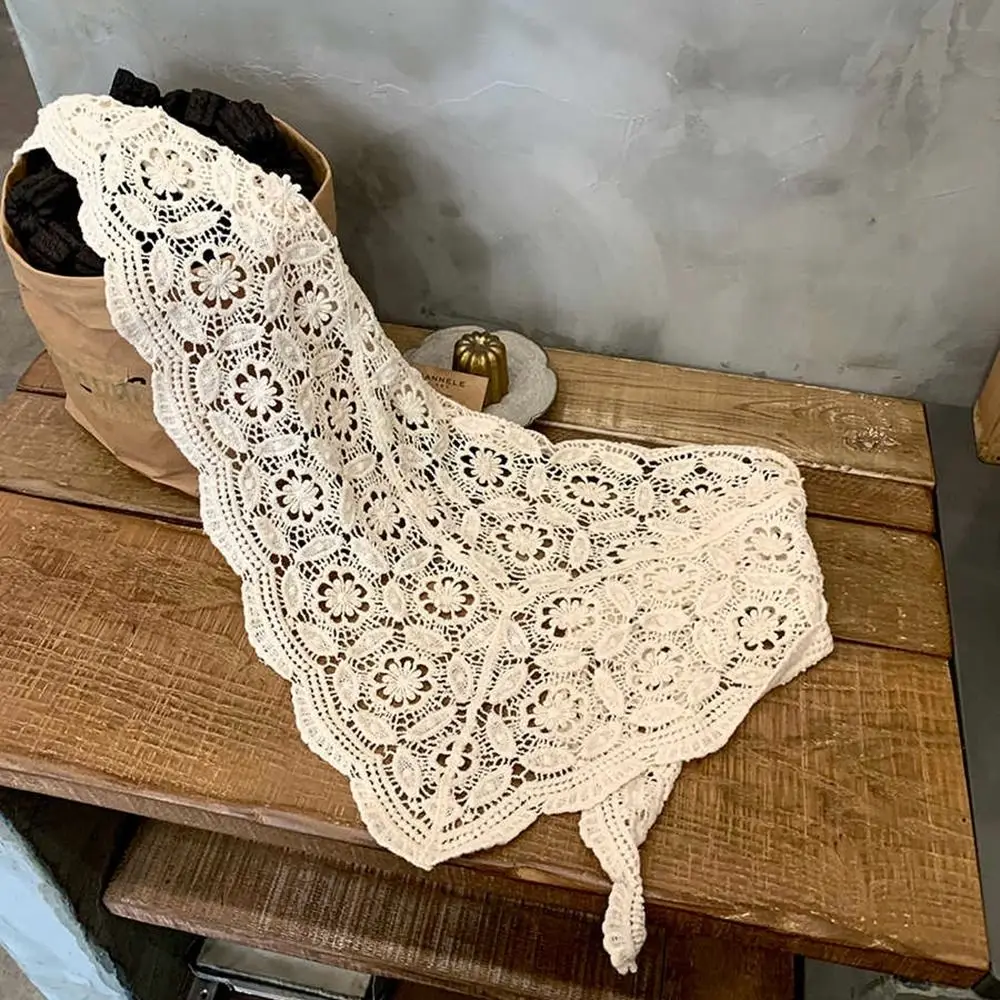 

Retro Fake Collar Lace Shawl White Cape Flower Scarves Clothes Decoration Scarf Accessories Lace Triangle Scarf Female