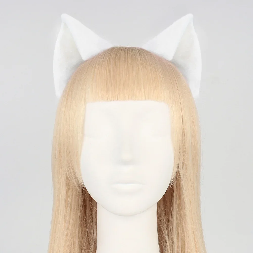 Kawaii Pink White Cat Ear Headwear Fur Lolita JK Cosplay Costume Headdress Animal Party Prop Girl Pet Headband Cosplay Accessory