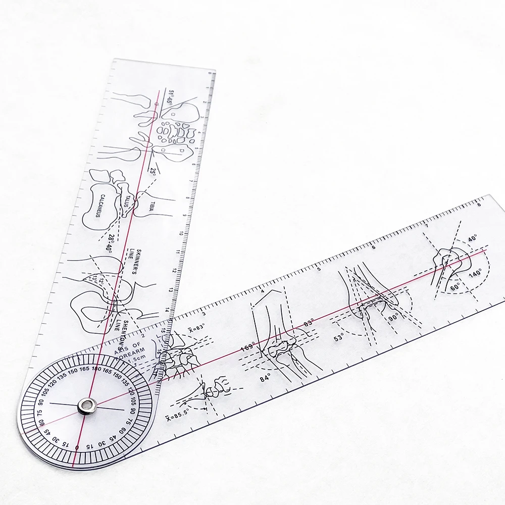 Professionelles Transparentes PVC-Bewegungsbereich-Messgerät - Doppelskalen-Gliedmaßenwinkelmesser für Physiotherapie & Rehabilitation – Detail 8