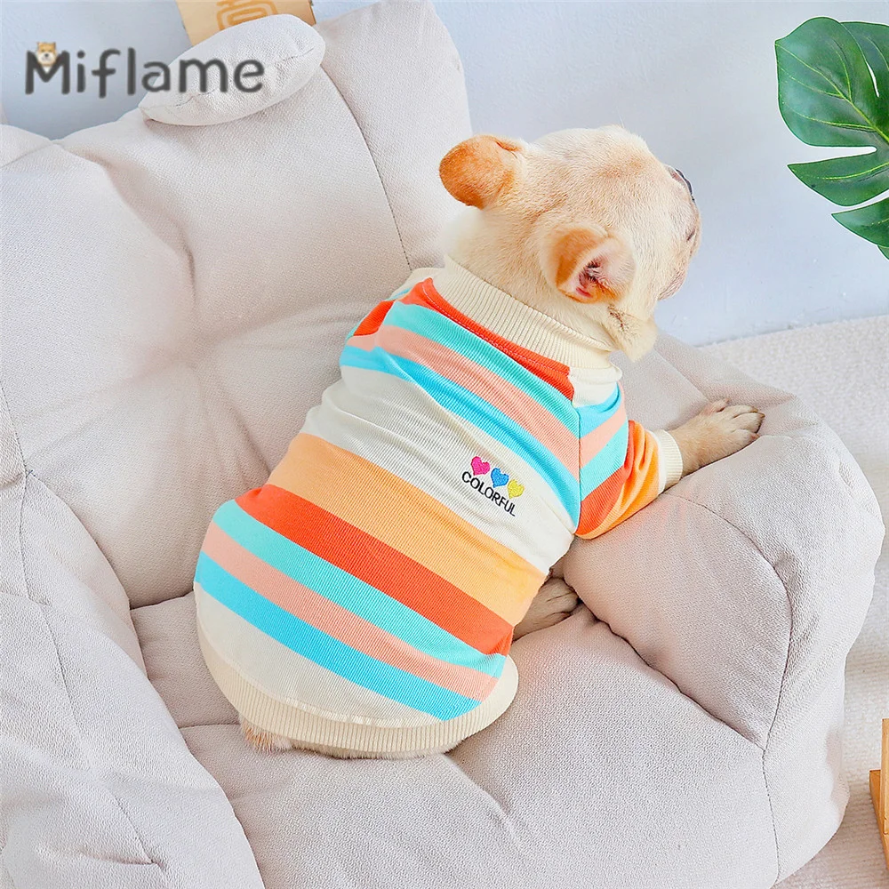 Miflame Autumn Dog And Owner Matching Outfits Color Stripe Small Dogs Hoodies French Bulldog Pug Casual Pet Parent Child Clothes