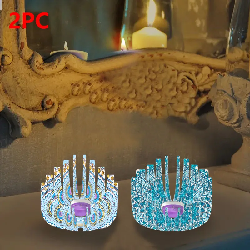 

2 набора алмазной живописи «сделай сам», алмазная живопись из ПЭТ-материала, украшение подсвечника с рисунком мандалы