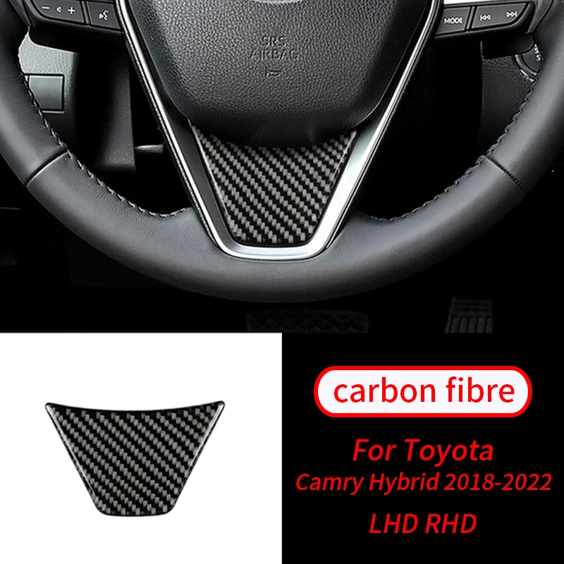 Bande de garniture de contrôle de voiture en Fiber de carbone véritable, accessoires d'intérieur de voiture pour Toyota Camry 2018 – 2022