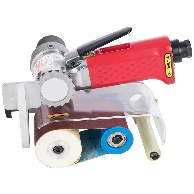 Pneumatische draadtrekmachine Pneumatische bandschuurmachine Polijstmachine Metaalroestverwijdering Polijstmachine met 10 stuks 60 x 260 mm schuurbanden