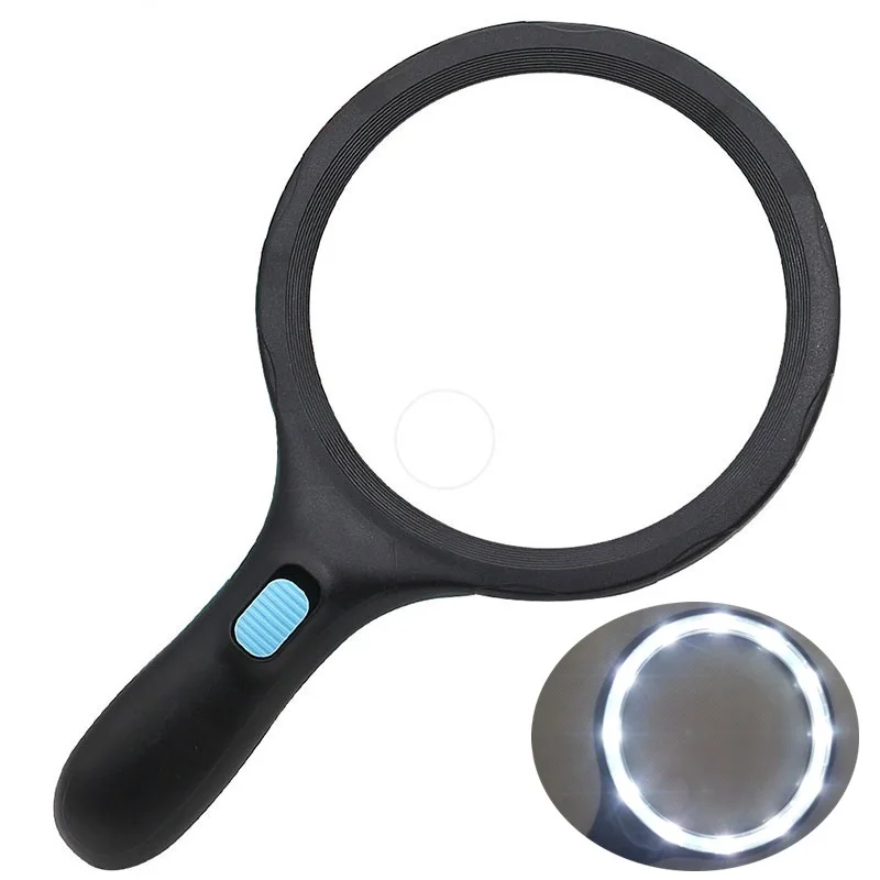 138 mm Big Lens Hand Held Illuminated 1.8x 5x Magnifying Glass Loupe Reading Magnifer for Low Vision Aids with 12 LED Light