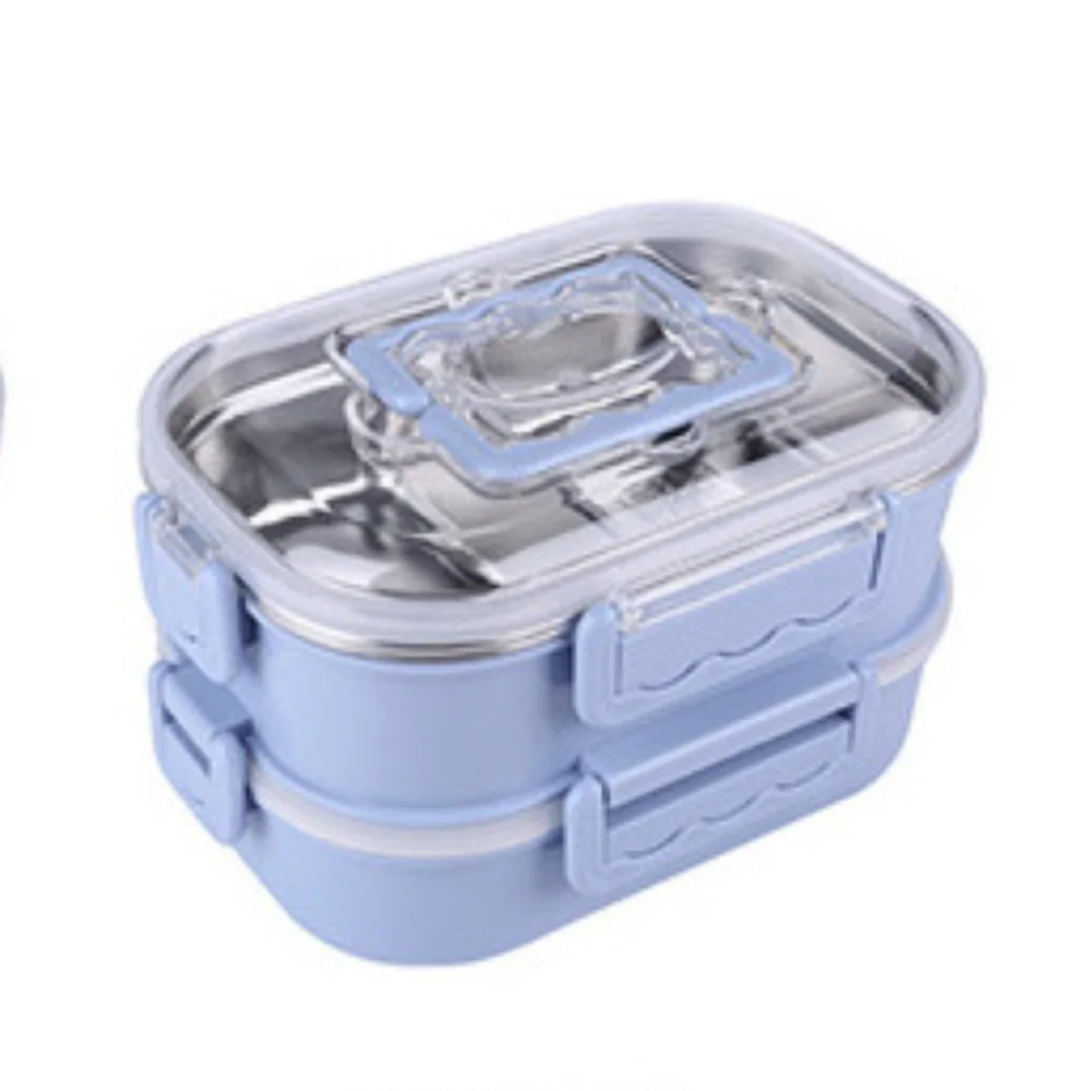 

Double Layer Stainless Steel Lunch Box 1200ml Compartment Insulated Food Container Rectangular Leakproof Large Capacity Food Box