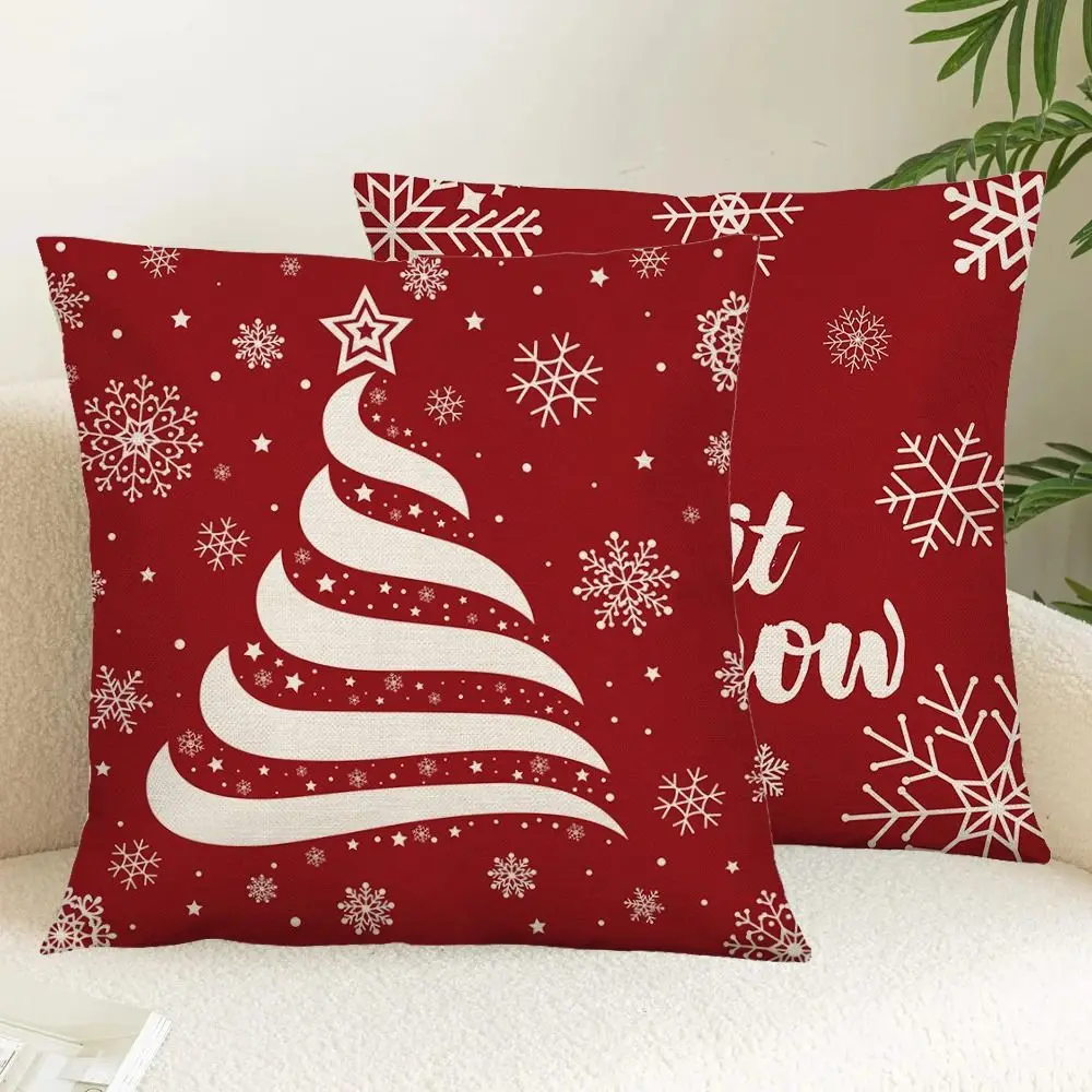 2Pcs 45x45cm Christmas Snowflake Cushion Cover Luxury Soft Dacron Throw Pillow Case Rectangular Washed Material Pillow Shell