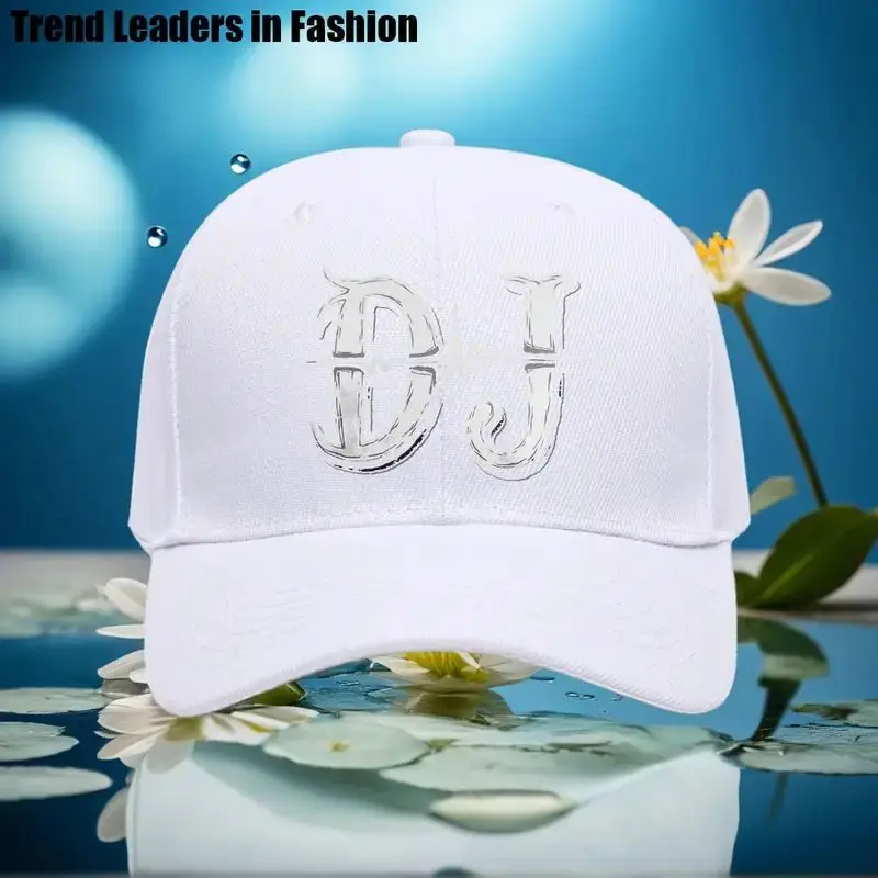 DJ Letter Print Baseball Cap with Heartbeat Wave Design - Retro Hip Hop Adjustable Snapback Hat for Men & Women, Black Unisex Ca