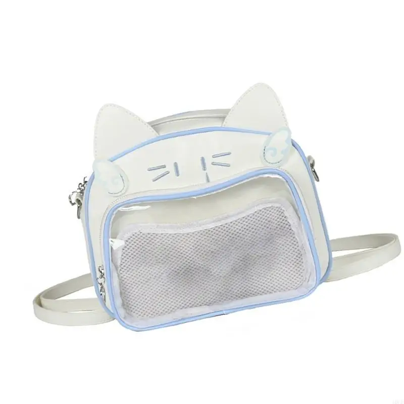 Aesthetic Cats Crossbody Bag PU Leather Anime Transparent Itabag Backpack