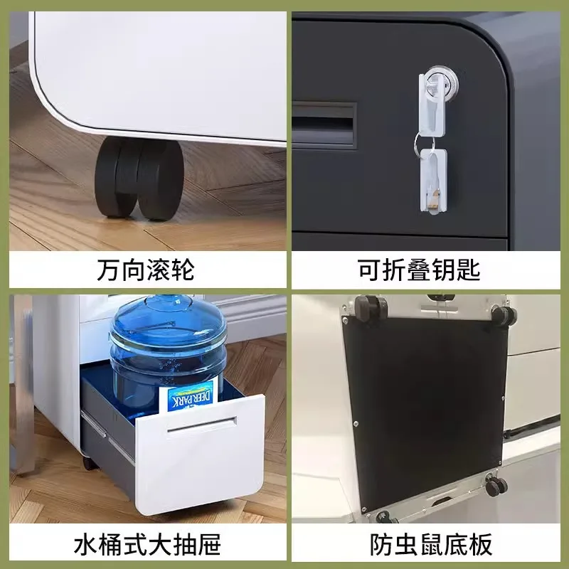 Under the desk movable cabinet with wheels mobile low cabinet with lock steel storage
