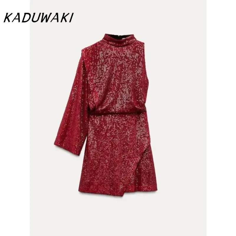 

KADUWAKI Summer New Product Women's Clothing Pearl Sequin Asymmetric Mini Evening Vestidos Womens Dresses Streetwear Sexy Robe