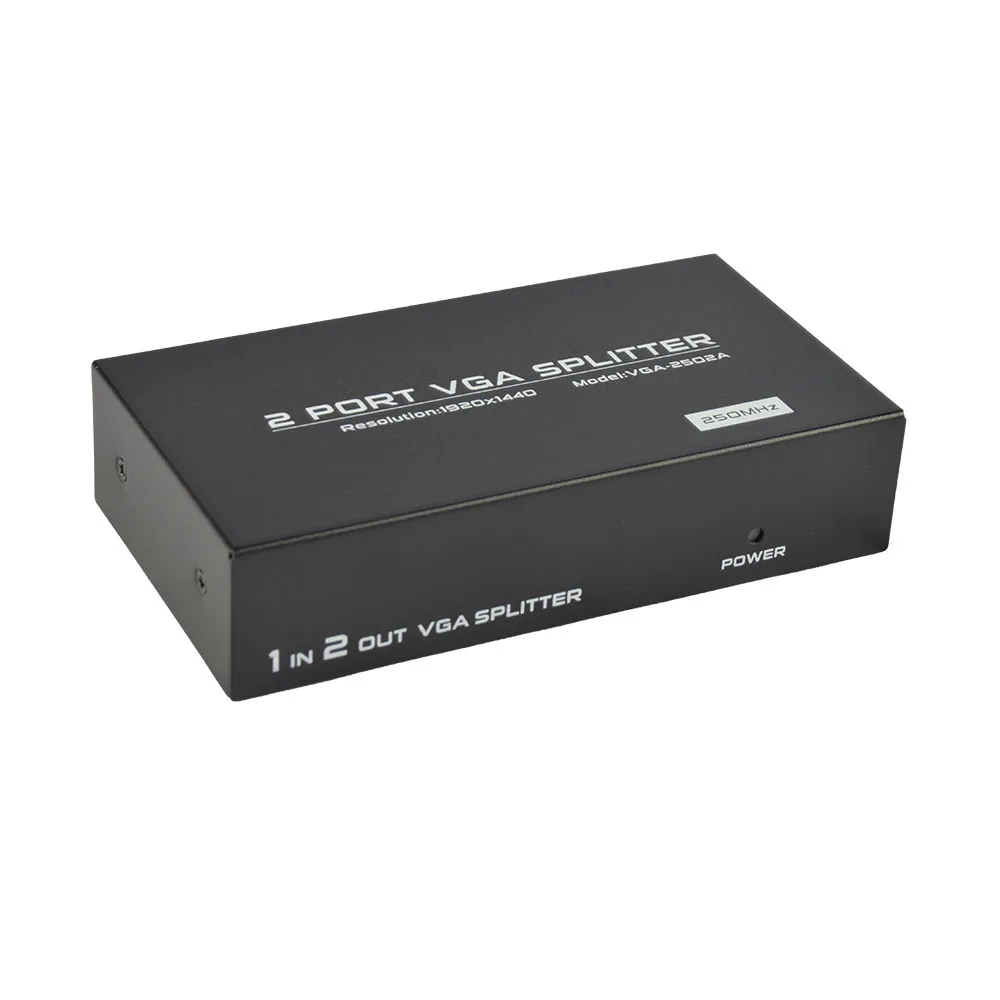 VGA Splitter 1 In 2 Out 2 Port Video Duplicator Box 1 PC to Dual Monitors 250MHz  for Laptop Desktop Monitor Projector HDTV
