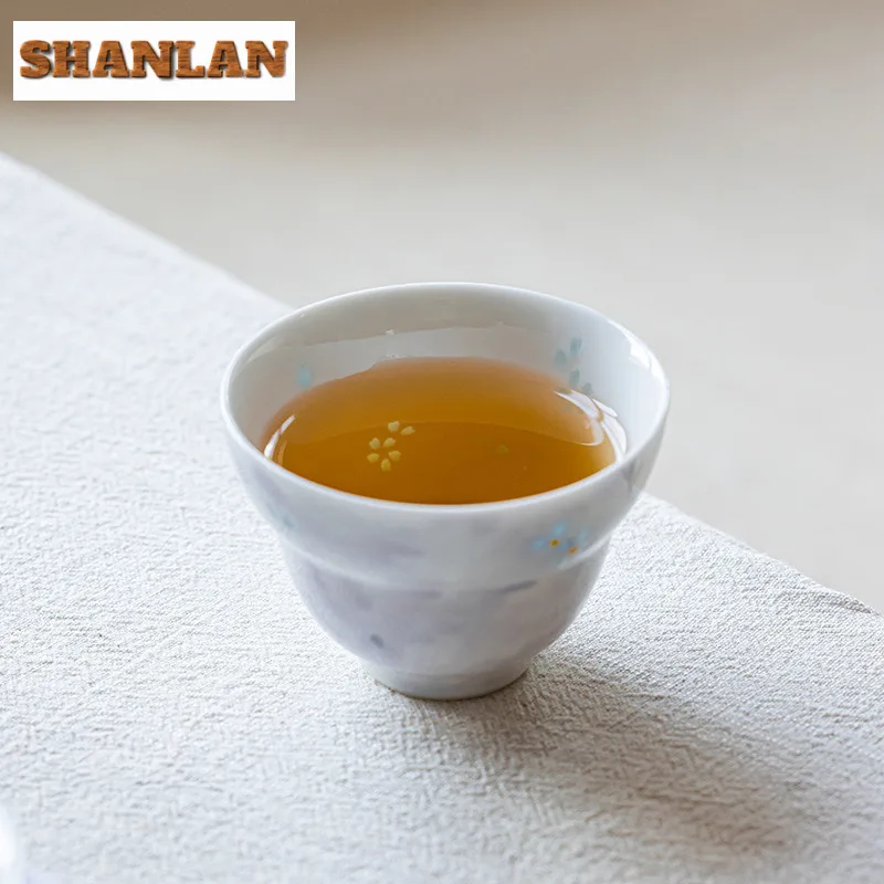 2 قطعة/الوحدة رسمت باليد الزهور مخرمة فنجان الشاي زن وعاء الشاي إبريق الماء الشاي تذوق كوب شخصي Jianzhan ماستر أكواب للشاي 85 مللي