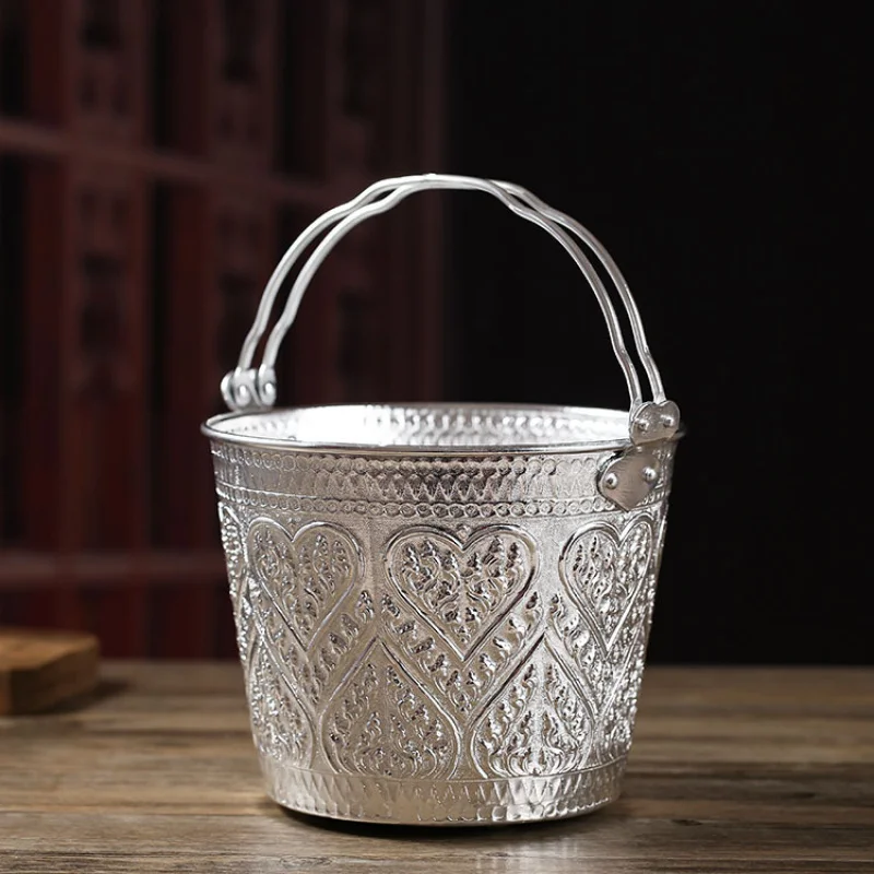 

Thai Imported Handicrafts Southeast Asian Style Metal Tableware Bar Restaurant Rice Bucket Ice Bucket Desktop Trash Can