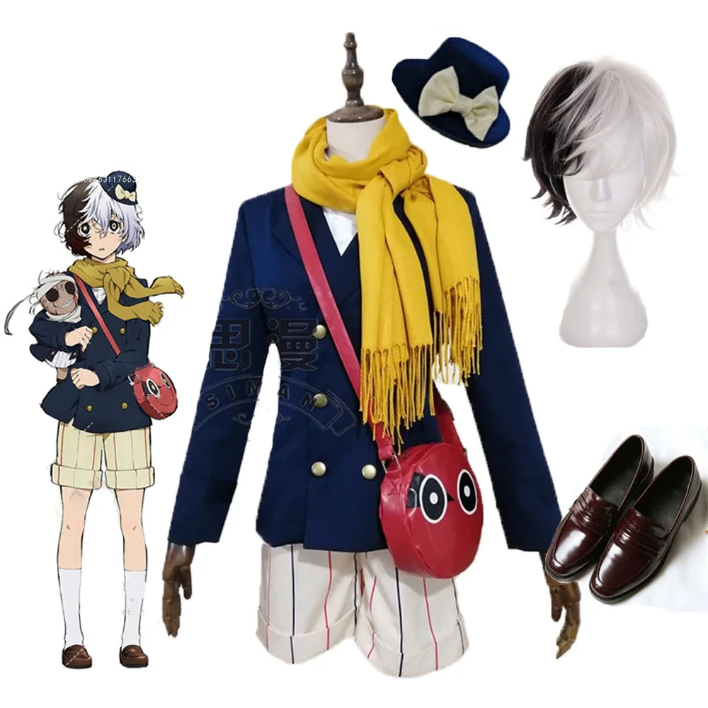 

Anime Bungou Stray Dogs Yumeno Kyusaku Cosplay Costume and Doll Toy Hat Backpack Scarf Full Set Custome Made Shoes and Wig