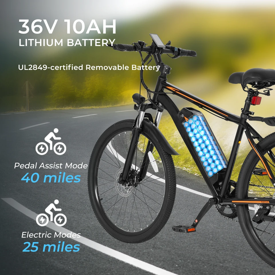 DYU M26 Electric Bicycle 1000W Peak Motor 60WH Removable Battery Electric Bike 26 Inch Mountain E-bike UL2849 image 4