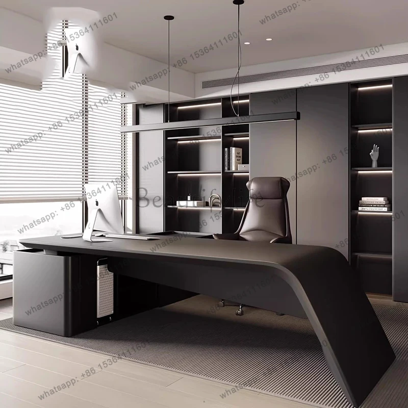 

X4 Long Executive Office Desk Modern Wooden Luxury Storage Reception Office Desk Aesthetic Display Escrivaninha Trendy Furniture