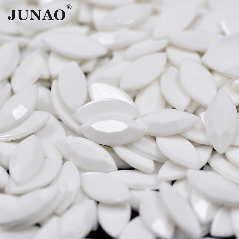 JUNAO 4*15mm 12*25mm Horse Eye Crystal AB Rhinestone Flatback Acrylic Crystal Stones Non Hotfix Strass For Garment Accessory