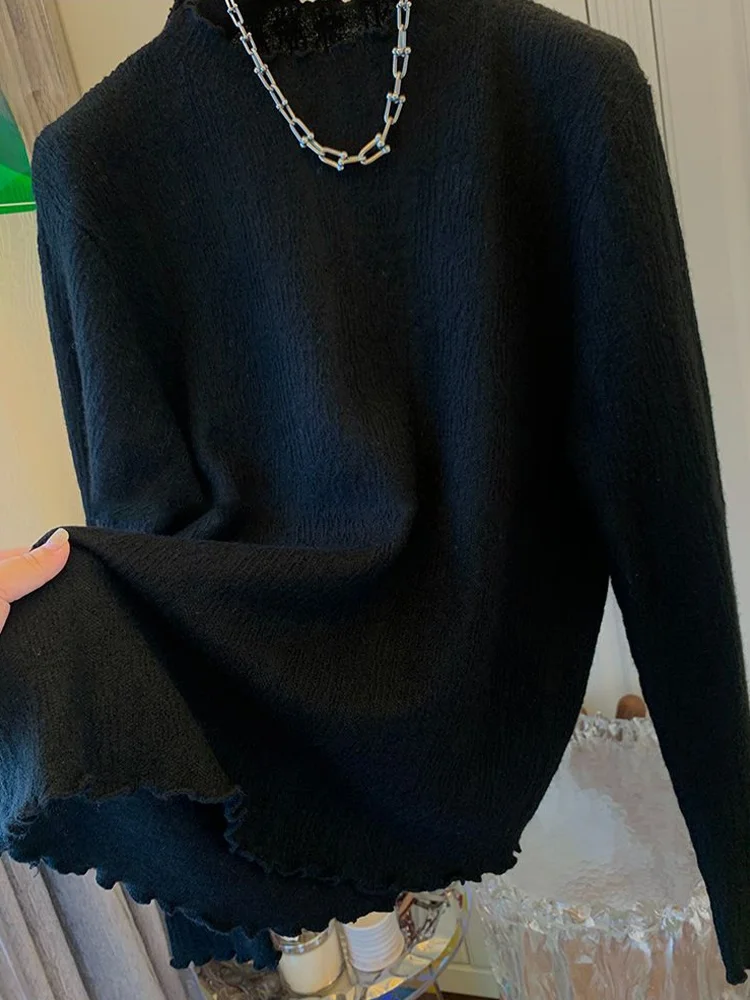 Cseta E de Manga Larga con Borde de Ma Blanca, Corte Hoado y Estilizador para Hombre y Mujer, Estilo Casual, ...