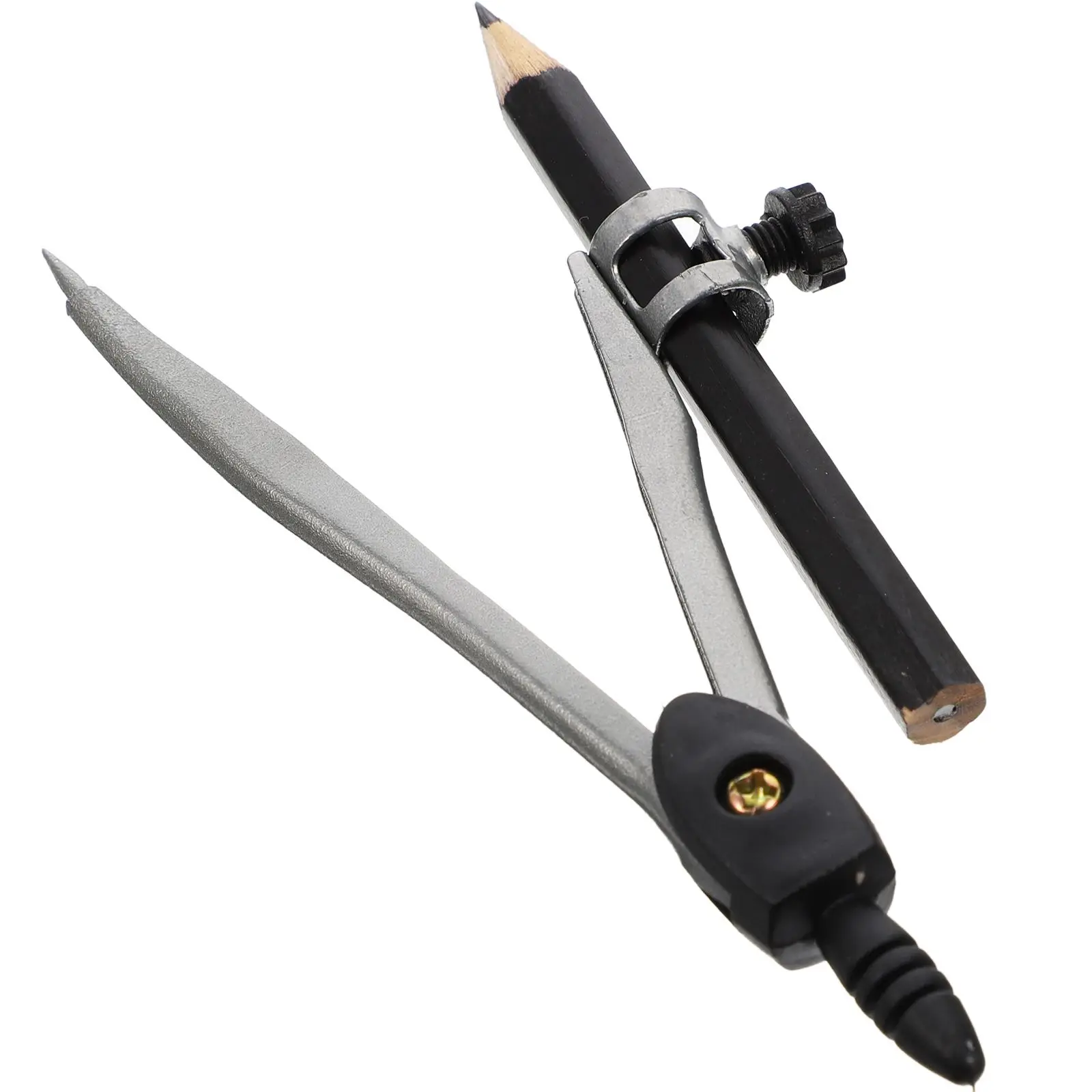 Precision Metal Compass for Math Drafting Circle Tool Screw Mount Pencil Holder Student Office Worker Shiny Coating