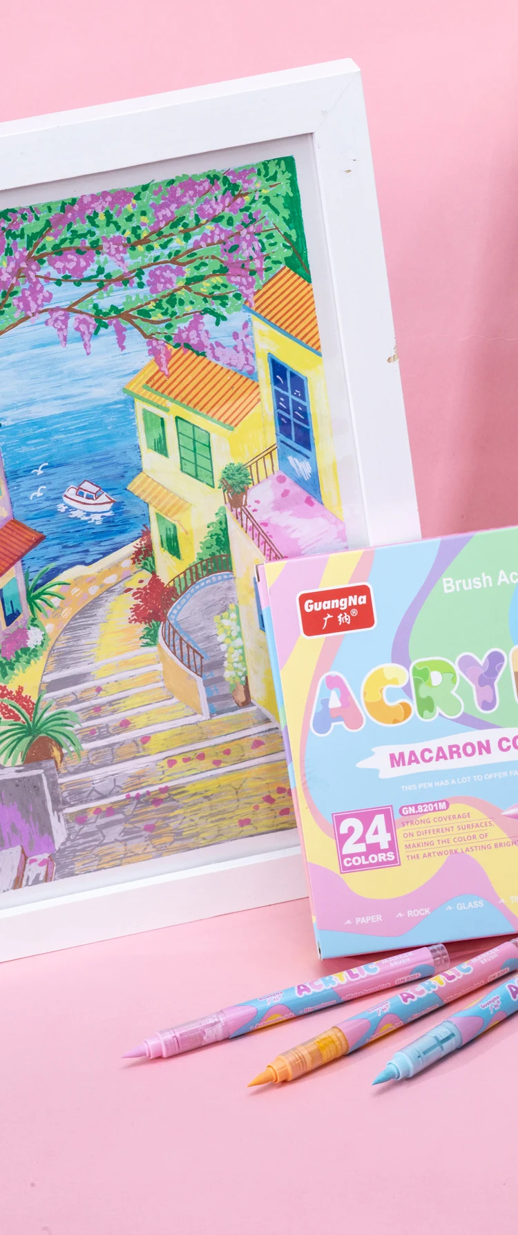 GuangNa 12-72 Farben Acryl-Marker-Stiftset mit weichen Pinseln, Hautton, Macaron-Farben, DIY handgezeichnet, Mal-Kunstmarker-Stifte, GN.8201F/M – Detail 17