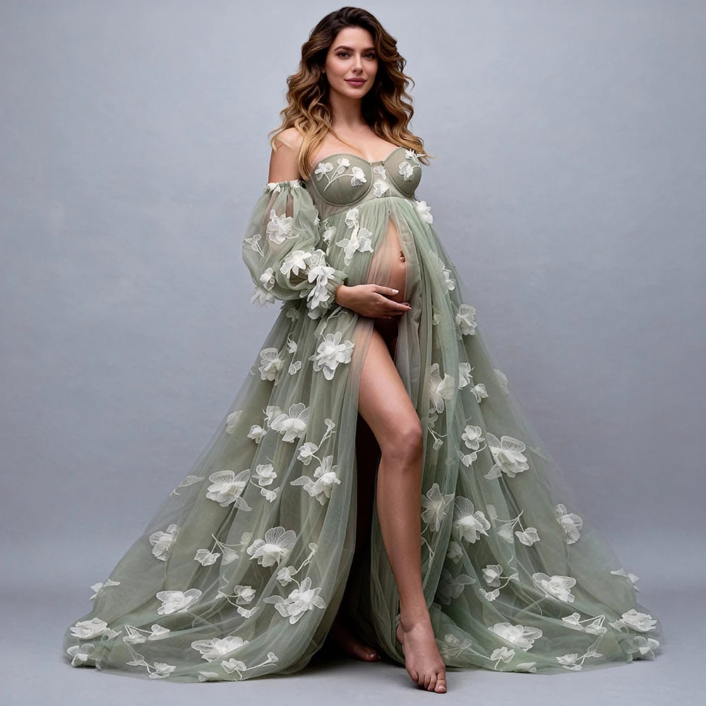 

High Waist Pregnant women Gown Maternity Dress for Baby Shower YW251058