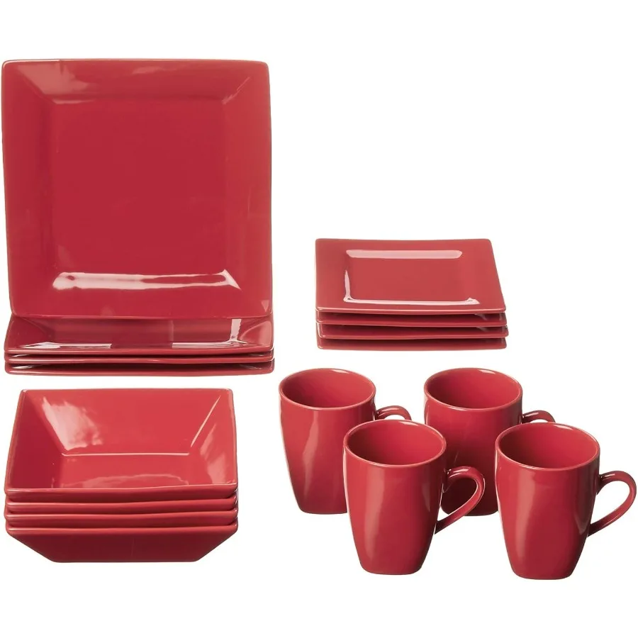 

Nova Square 16 pc Dinnerware Set Red