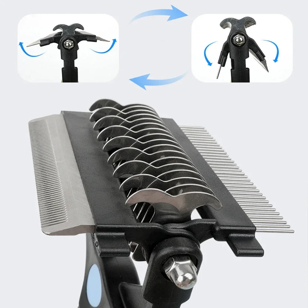 Blue 3-in-1 pet grooming brush supplier detail 2