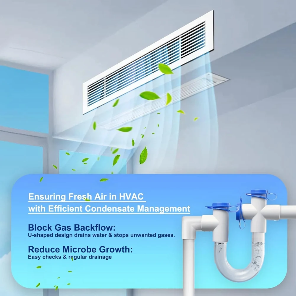 

3/4 Clear PVC U Trap Pipe Fitting Connector With Cleaning Brush For HVAC Condensate Drain System