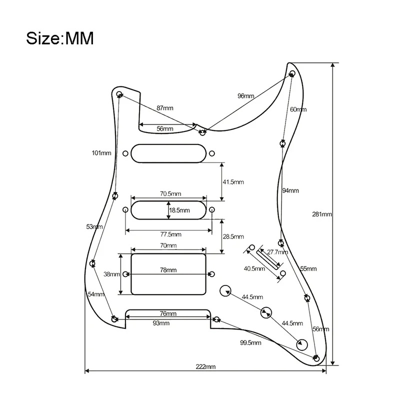 3 Ply 11 Holes SSH  Electric Guitar Pickguard Scratch Plate Anti-Scratch Plate for FD ST Electric Guitar with Screw